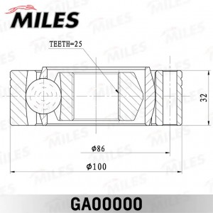 ШРУС наружный/внутренний FORD GRANADA/SCORPIO 1.7-2.9 77-94 (GKN 302238) GA00000 GA00000 MILES