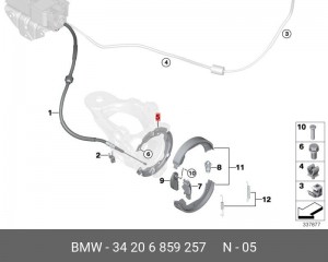 фиксирующее кольцо тормозных колодок !\BMW X5 E70/F15/F85, X6 E71/E72 Hybrid 34 20 6 859 257 BMW