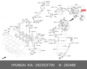 Привод HYUNDAI Palisade (19-),Santa Fe (15-) KIA Sorento (15-) (TCI) турбокомпре 282352F700 HYUNDAI KIA
