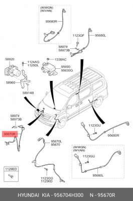 Датчик АБС HYUNDAI Starex H-1 (07-) колеса переднего правого OE 956704H300 HYUNDAI KIA