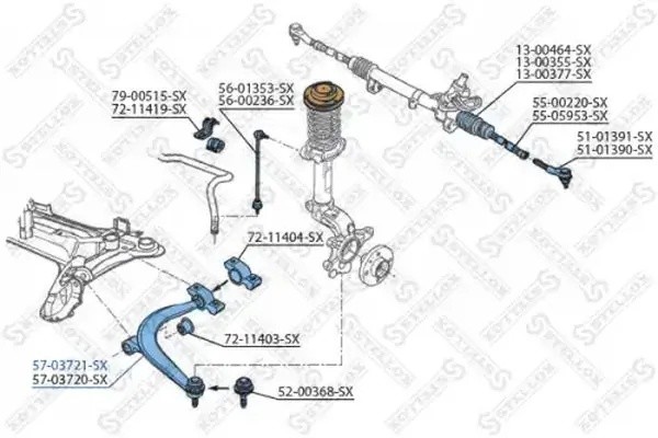 рычаг левый!\ Peugeot 406 all 95> 5703721SX STELLOX