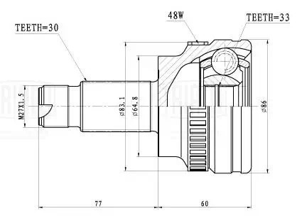 ШРУС BMW 3 E90 (05-) (наруж. перед.) (GO 2601) GO2601 TRIALLI