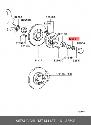 ГАЙКА СТУПИЦЫ ПЕРЕДНЕГО КОЛЕСА MT141137 MITSUBISHI