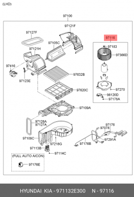 Мотор отопителя HYUNDAI Tucson (04-) KIA Sportage (04-) OE 971132E300 HYUNDAI KIA