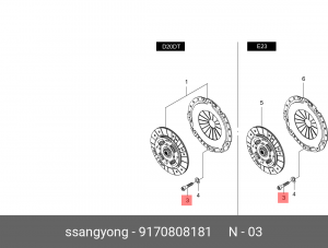 Болт SSANGYONG Actyon (06-/10-),Kyron (05-),Actyon Sport (06-),Rexton (03-) корз 9170808181 SSANG YONG