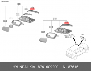 Крышка HYUNDAI Creta (16-) зеркала левого OE 87616C9200 HYUNDAI KIA
