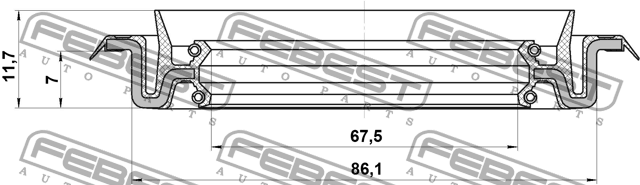 Сальник ступицы передний MAZDA BT-50 06- (49x86x7x11.7) 95TCS-69860712X 95TCS-69860712X FEBEST