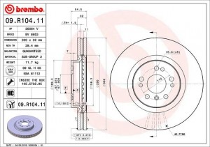 Диск тормозной 09.R104.11 09.R104.11 BREMBO