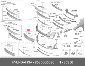 Решетка радиатора KIA Seltos (19-) (C TYPE - GLOSSY BLACK + SATIN) OE 86350Q5020 HYUNDAI KIA