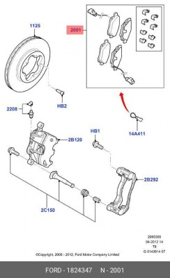 Колодки тормозные FORD Transit (06-) передние (комфорт) (4шт.) OE 1824347 FORD