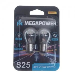 Лампа 24V P21/5W BAY15d блистер (2шт.) Standart MEGAPOWER 37033052 MEGA POWER