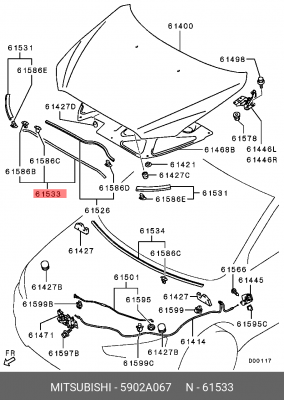 УПЛОТНИТЕЛЬ КАПОТА ПЕРЕДНИЙ 5902A067 5902A067 MITSUBISHI