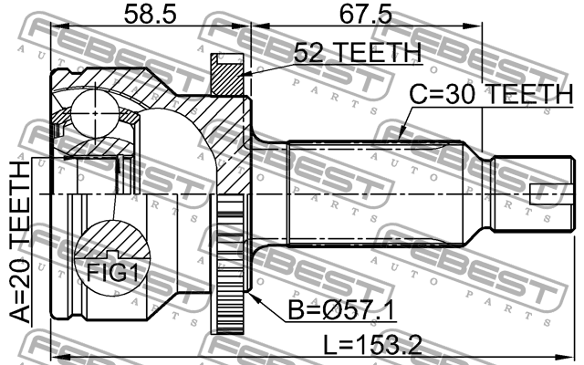 ШРУС наружный HYUNDAI Santa Fe (06-) комплект FEBEST 1210-SFA52R FEBEST