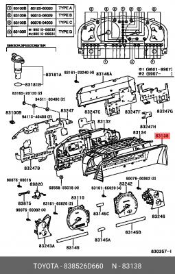 стекло! панели приборов\ Toyota LX470 98-07/Land Cruiser 100 83852-6D660 TOYOTA