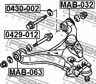 Болт с эксцентриком MITSUBISHI PAJERO IV/MONTERO V87W/V97W 2006- 0429-012 0429-012 FEBEST