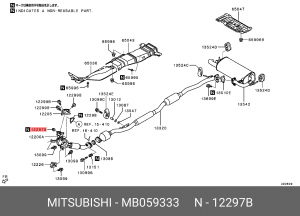 гайка выхлопной трубы!\ Mitsubishi Pajero 83> MB059333 MITSUBISHI