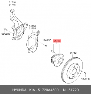 Ступица передняя с подшипником ABS 51720A4500 HYUNDAI KIA