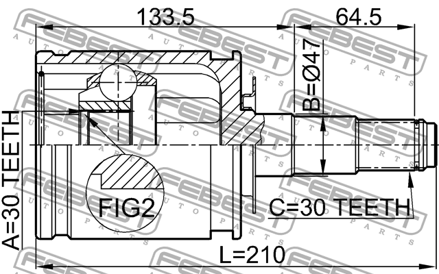 ШРУС внутренний 30X47X30 0111-FZJ100 FEBEST