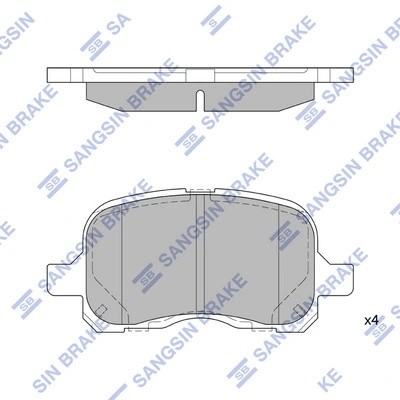 Колодки тормозные TOYOTA Corolla (97-02) (1.4/1.6) передние (4шт.) SANGSIN SP1270 SANGSIN