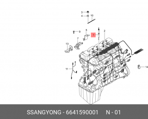 Свеча накаливания SSANGYONG Actyon (06-),Kyron (05-),Actyon Sports (06-),Rexton  6641590001 SSANG YONG