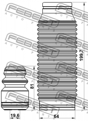 Пыльник передн амортизатора с отбойником комплект HYUNDAI GETZ 02 2002- HYSHB-GE HYSHB-GETF-KIT FEBEST