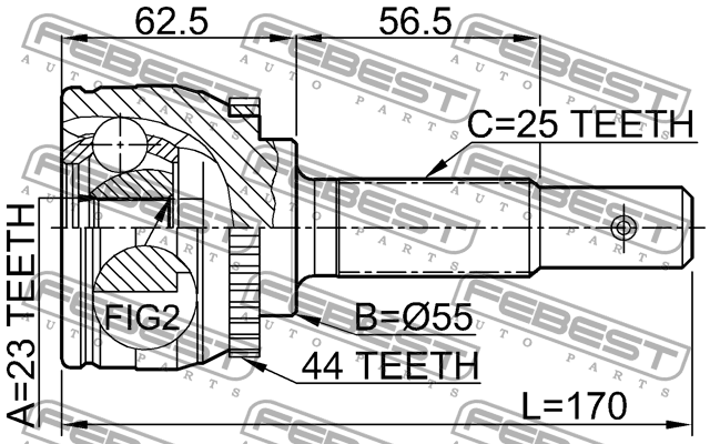 ШРУС внешний NISSAN ALMERA N16 0210-QG18DEA44 0210-QG18DEA44 FEBEST