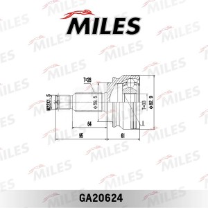 ШРУС наружный MITSUBISHI LANCER X/ASX/OUTLANDER XL II/Attrage/Chariot 1.8-2.4 (G GA20624 MILES