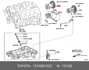 Насос TOYOTA LAND CRUISER 200 1VDFTV 07- 15100-51021 15100-51021 TOYOTA