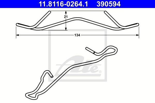 пружина прижимная пер.!\ Ford Fiesta, Toyota Yaris 1.0-1.6/1.8D 96-11 11.8116-0264.1 ATE