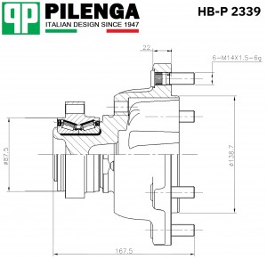 Ступица передняя, задний привод, двухскатная задняя ось FORD TRANSIT с 2014 TTG  HBP2339 PILENGA