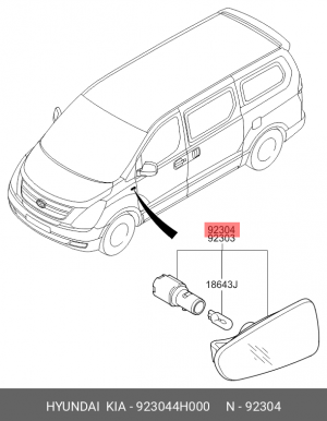 Указатель поворота HYUNDAI Starex H-1 (07-) правый OE 923044H000 HYUNDAI KIA