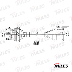 Привод в сборе правый AUDI A4/VW PASSAT 1.9TD-2.8 97-00 (ABS) (GKN 301287) GC020 GC02013 MILES