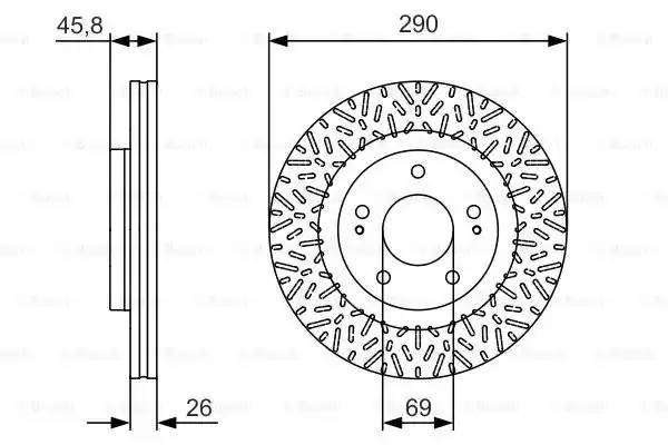 Диск тормозной MITSUBISHI Grandis (04-) передний (1шт.) BOSCH 0 986 479 527 BOSCH