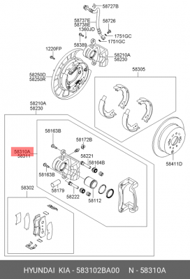 Суппорт HYUNDAI Santa Fe (06-) задний левый OE 583102BA00 HYUNDAI KIA