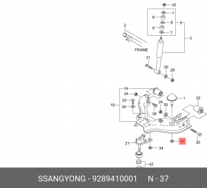 Гайка SSANGYONG Actyon (06-),Kyron (05-),Rexton (02-) опоры амортизатора OE 9289410001 SSANG YONG