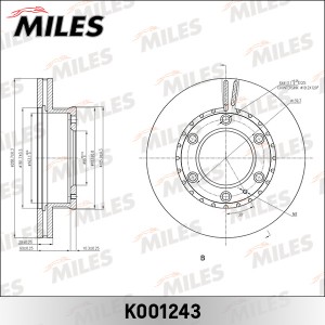 Диск тормозной передний D289мм. FORD RANGER 05-/MAZDA B-SERIE 99-/BT-50 06- (TRW K001243 MILES