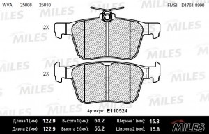 Колодки тормозные задние (Смесь Semi-Metallic) AUDI A3/VW GOLF VII 12- (TRW GDB1 E110524 MILES