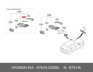 Повторитель поворота KIA Seltos (19-) правый (в зеркало) OE 87624Q5000 HYUNDAI KIA