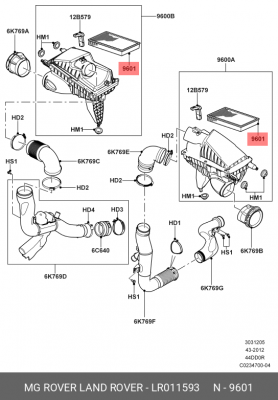 фильтр воздушный!\ Land Rover Discovery 4 / LR4/Range Rover III/L3/Range Rover S LR011593 LAND ROVER