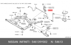 втулка стабилизатора переднего! d22\ Nissan Teana J31 03-08 54613-9Y002 NISSAN