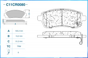 Тормозные колодки передние Low Metallic C11CR0080 C11CR0080 CWORKS