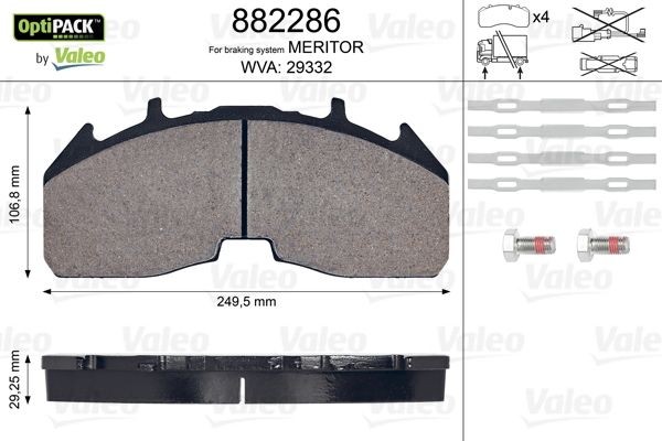 Колодки тормозные дисковые 29332 882286 VALEO PHC