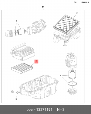 Фильтр воздушный салона CHEVROLET Cruze (09-) OPEL Astra J,Insignia DAEWOO 13271191 DAEWOO