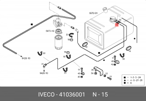 штекер-штуцер шланга! (лр) для топливозаборника\Iveco EuroTrakker/Cursor 41036001 IVECO