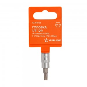 Головка 1/4 со вставкой TORX с отверстием TX27, L=38мм (ATAP044) ATAP044 AIRLINE