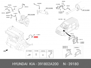 Датчик положения коленвала KIA Ceed (06-),Cerato (06-),Rio (06-) OE 391802A200 HYUNDAI KIA
