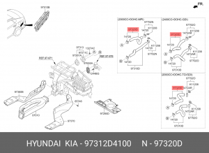 Патрубок KIA Optima (18-19) системы охлаждения OE 97312D4100 HYUNDAI KIA