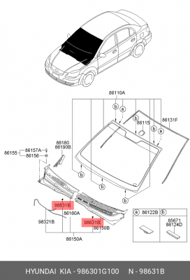 Форсунка омывателя стекла 986301G100 HYUNDAI KIA