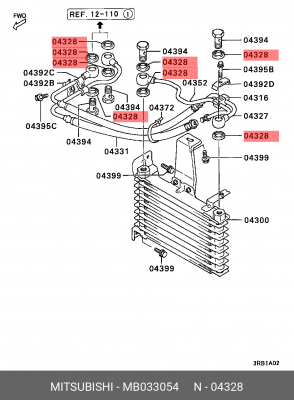 Кольцо уплотнительное MITSUBISHI Pajero (98-09) радиатора масляного ОЕ MB033054 MITSUBISHI