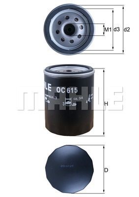 Фильтр масляный FORD Ranger (06-),MAZDA BT-50 MAHLE OC615 MAHLE KNECHT